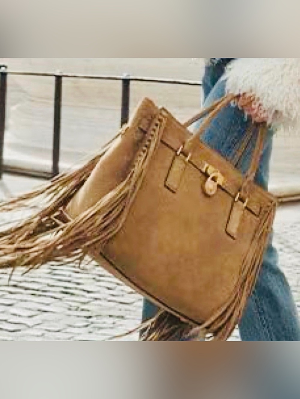 Michael Kors Tan Suede Fringe Tote - Picture 4 of 16